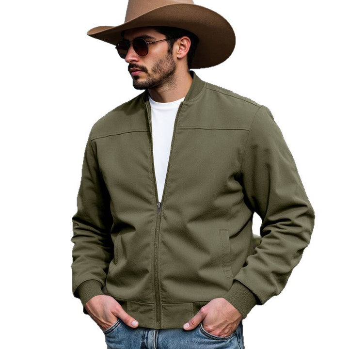 Men's Lightweight Bomber Jacket with Zipper, Ribbed Cuffs & Minimalist Seam Structure Mune Fashion