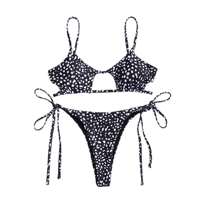 Women’s Triangle Bikini Set with Asymmetrical Cut and Playful Design Mune Fashion