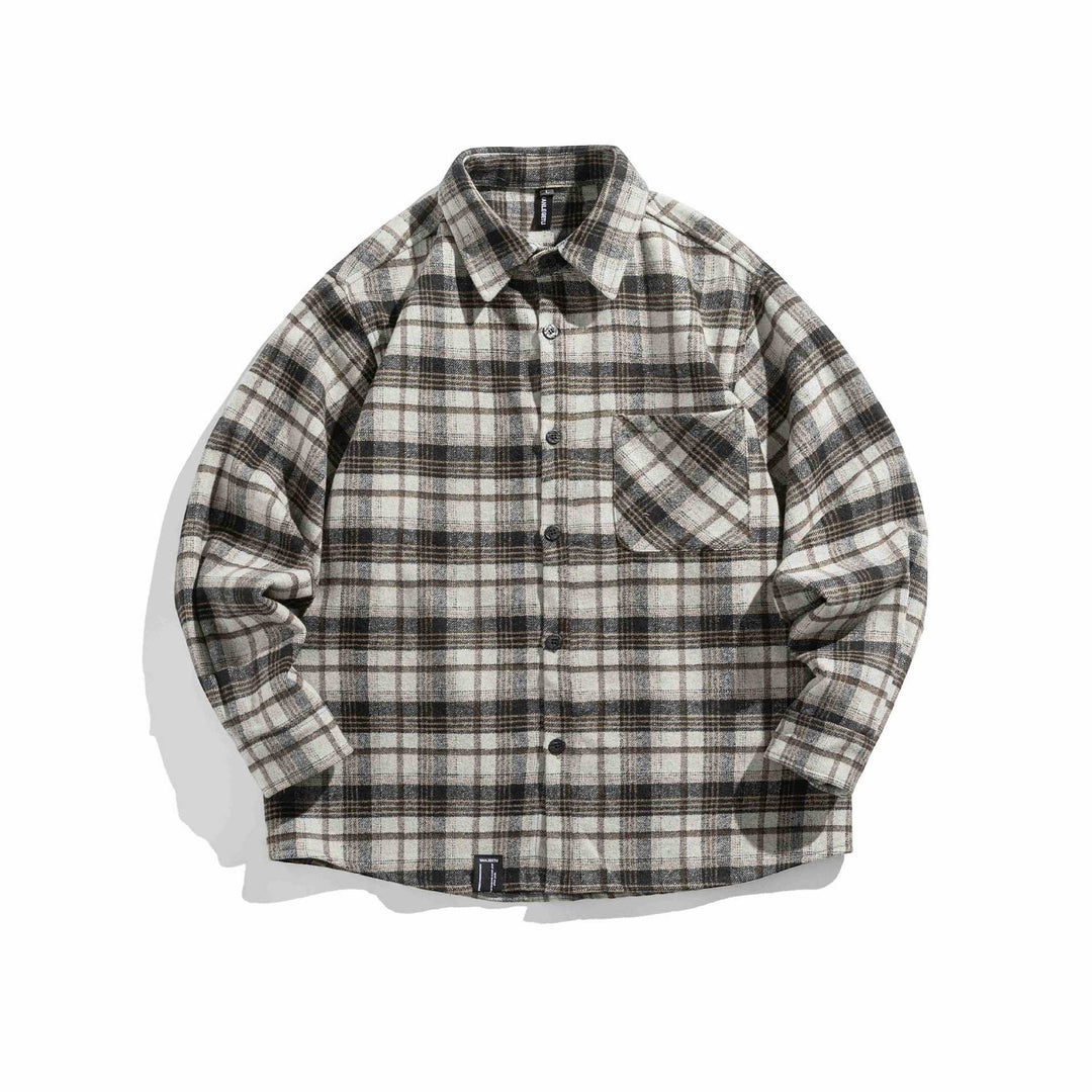 Men's flannel overshirt in boxy cut with patch chest pocket Mune Fashion