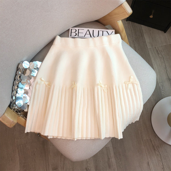Women's Pleated Skirt with Decorative Bows Mune Fashion