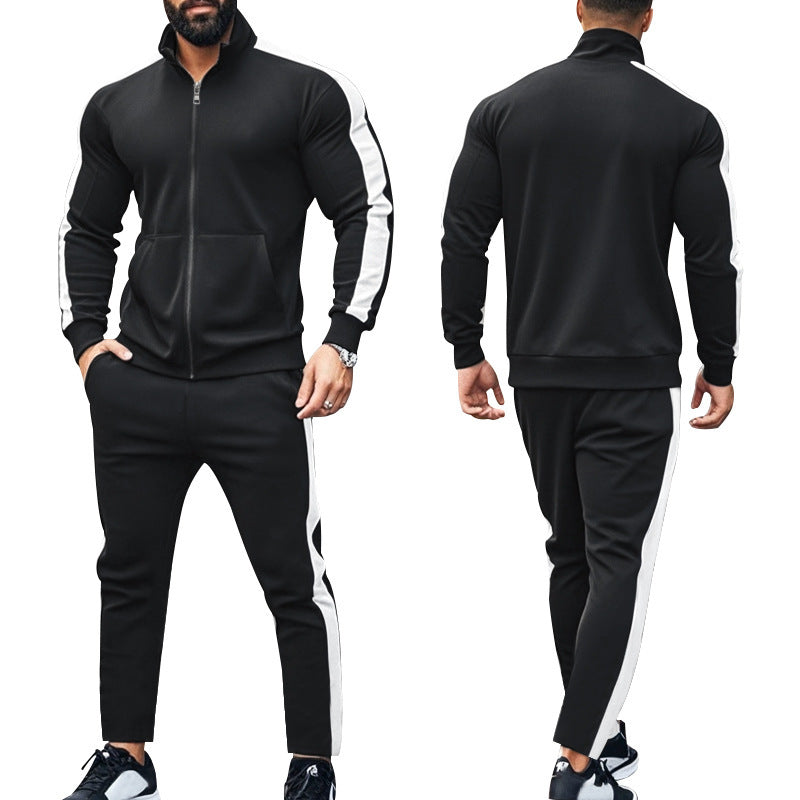 Men's narrow-cut two-piece with stand-up collar zip jacket and tapered drawstring pants Mune Fashion
