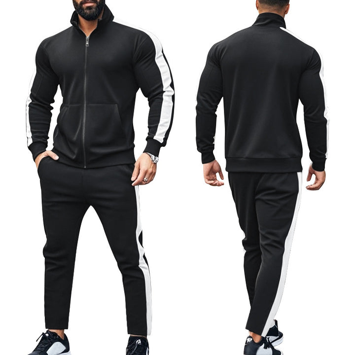 Men's narrow-cut two-piece with stand-up collar zip jacket and tapered drawstring pants Mune Fashion