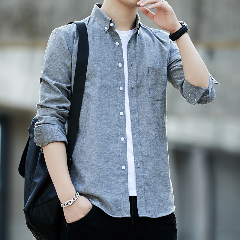 Men's long-sleeve button-down shirt with chest pocket and slim casual fit Mune Fashion
