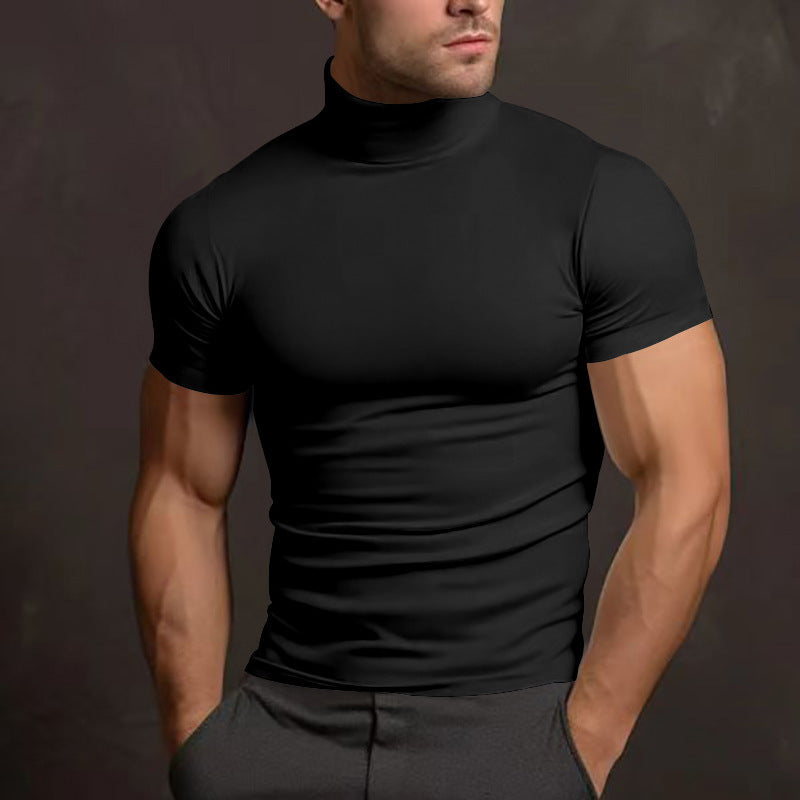 Men's body-hugging short-sleeve roll-neck shirt made of stretch jersey Mune Fashion