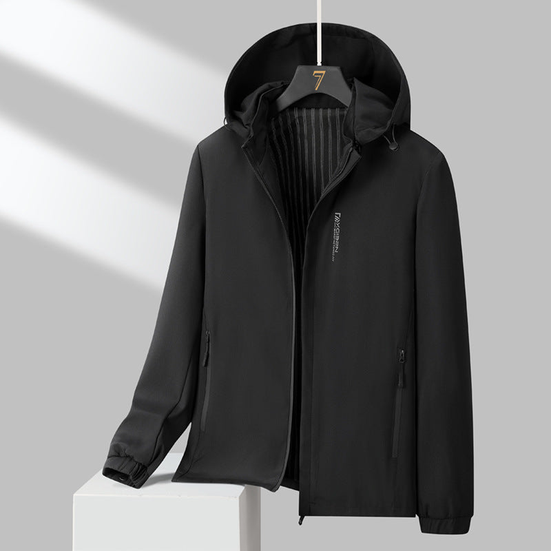Men's Minimalistic Hooded Softshell Jacket with Sealed Zippers and Elastic Cuffs Mune Fashion