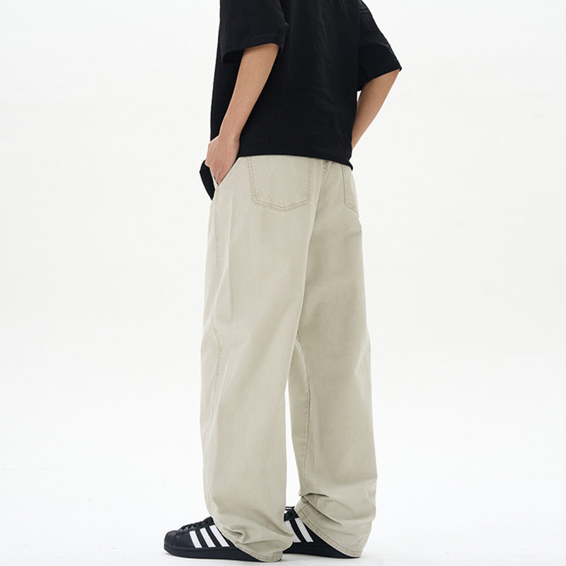Men's Loose Cotton Baggy Pants with Drop Crotch and Extended Hem Mune Fashion
