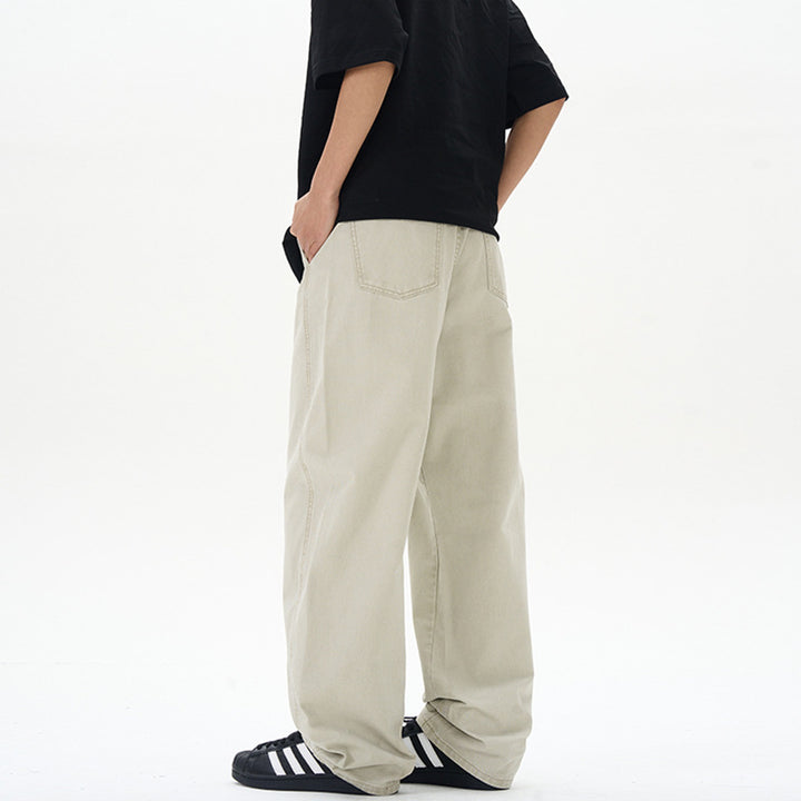 Men's Loose Cotton Baggy Pants with Drop Crotch and Extended Hem Mune Fashion