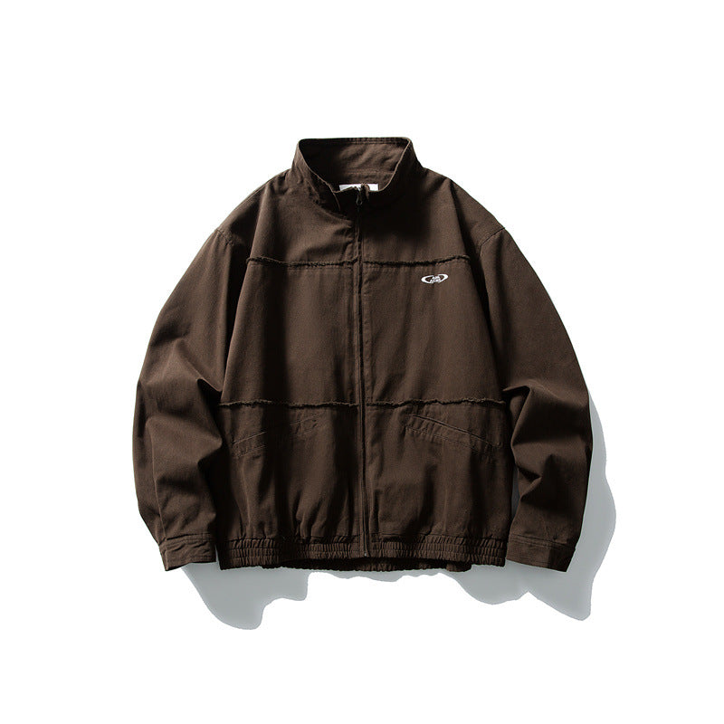 Unisex Boxy Transitional Jacket with Stand-Up Collar, Concealed Zipper and Elastic Hem Mune Fashion