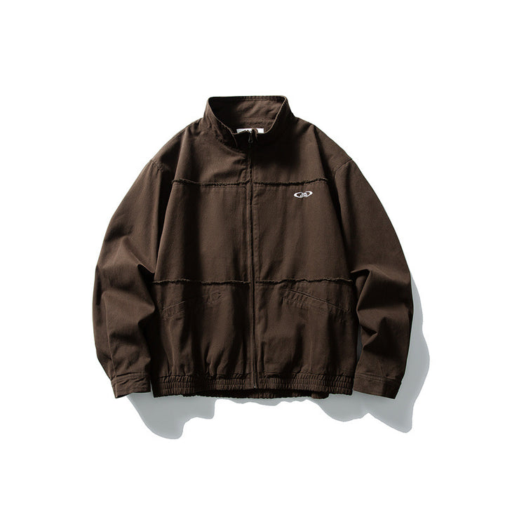 Unisex Boxy Transitional Jacket with Stand-Up Collar, Concealed Zipper and Elastic Hem Mune Fashion