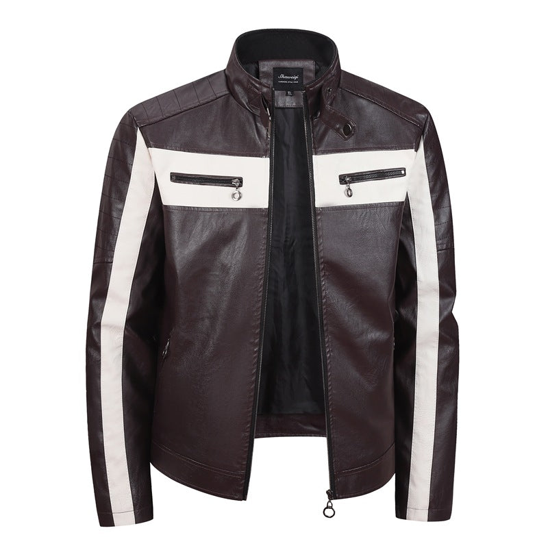 Men's sporty artificial leather jacket with zipper Mune Fashion