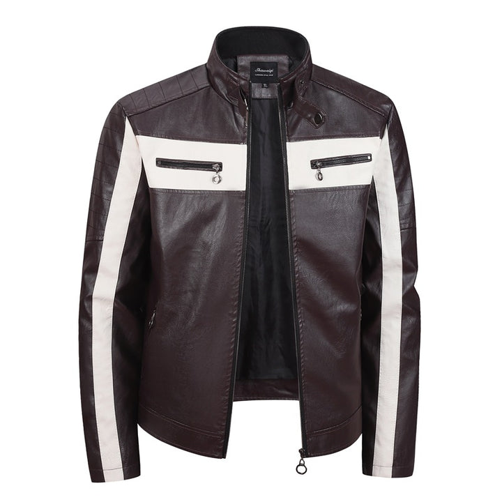 Men's sporty artificial leather jacket with zipper Mune Fashion