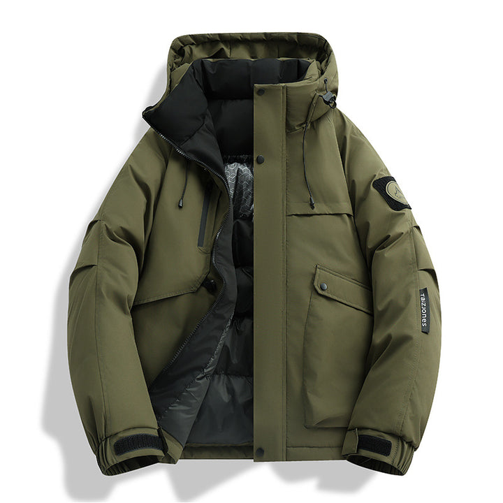 Men's padded hooded winter jacket with windproof outer shell, quilted thermal lining, and multifunctional pockets Mune Fashion