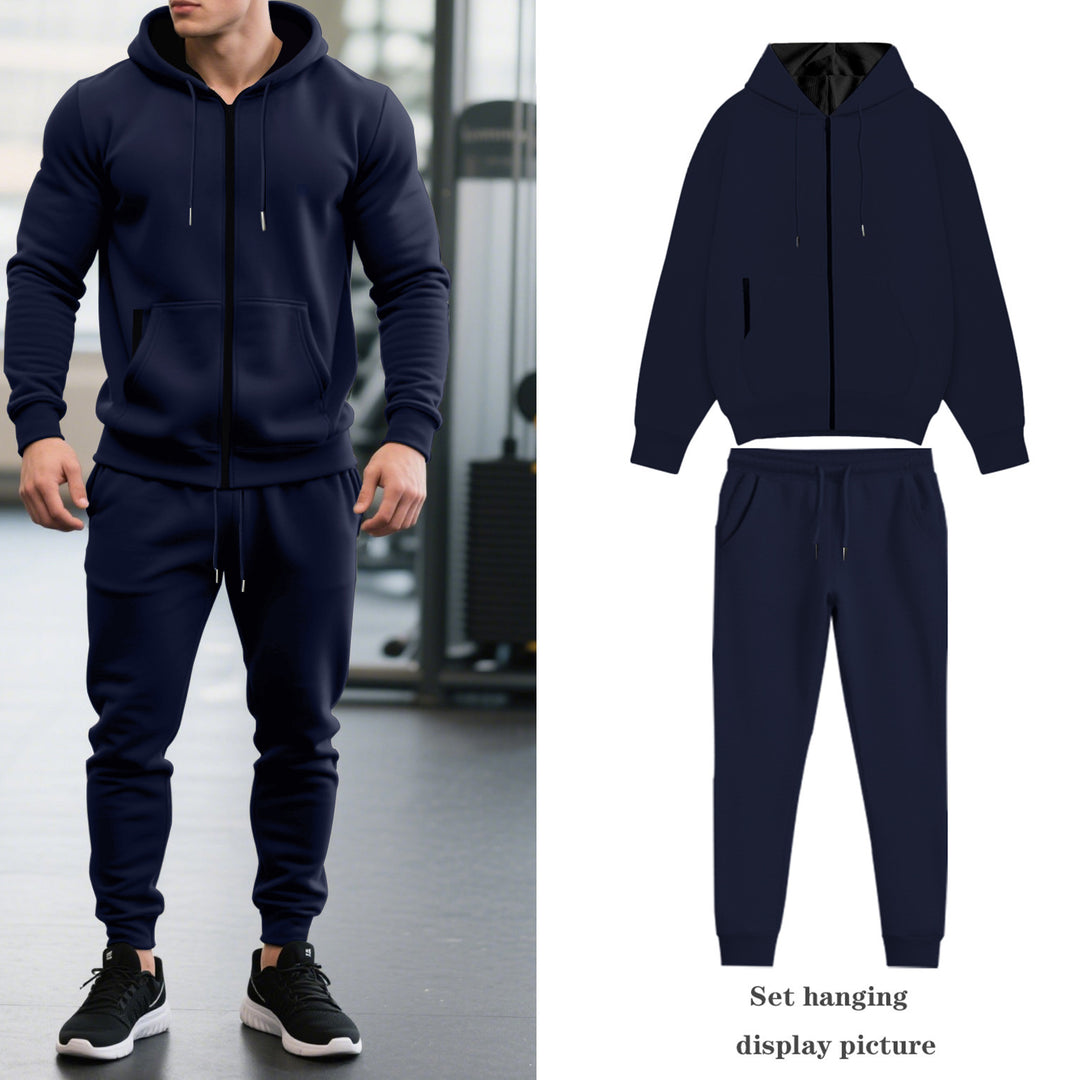 Men's two-piece Performance Fleece jogging suit set with hoodie, concealed zipper and tapered jogging pants Mune Fashion