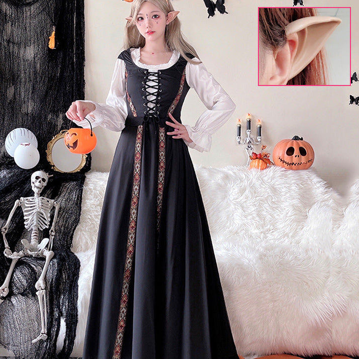 Ladies Enchanting Costume Dress with Elegant Lacing and Romantic Details Mune Fashion