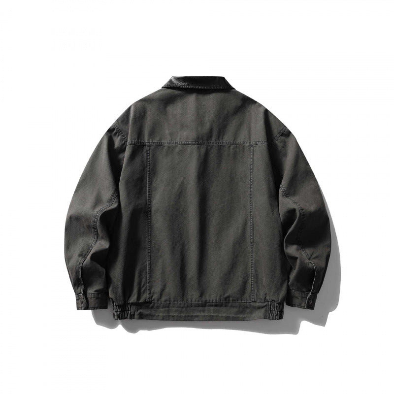 Unisex Boxy Overshirt Jacket made of Cotton Canvas with Corduroy Collar, Snap Button Placket and Elastic Hem Mune Fashion