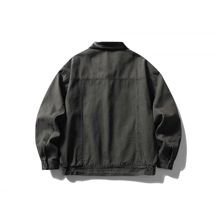 Unisex Boxy Overshirt Jacket made of Cotton Canvas with Corduroy Collar, Snap Button Placket and Elastic Hem Mune Fashion