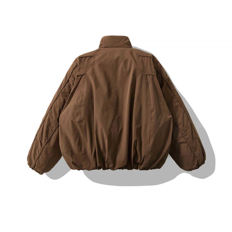 Unisex Oversized padded short jacket with high stand-up collar and elastic hems Mune Fashion