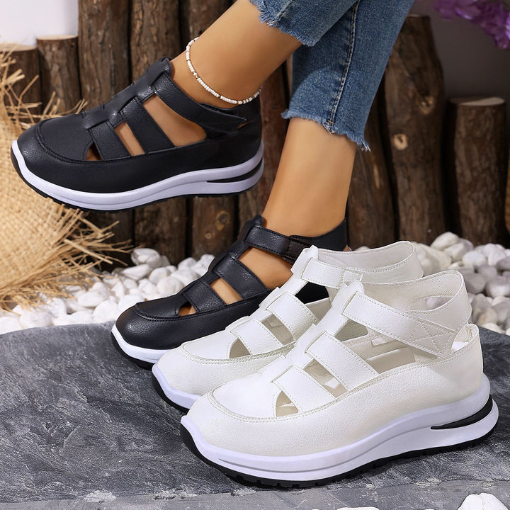 Women's nan closed fisherman sandals made of synthetic leather with Velcro closure and cushioned platform outsole Mune Fashion