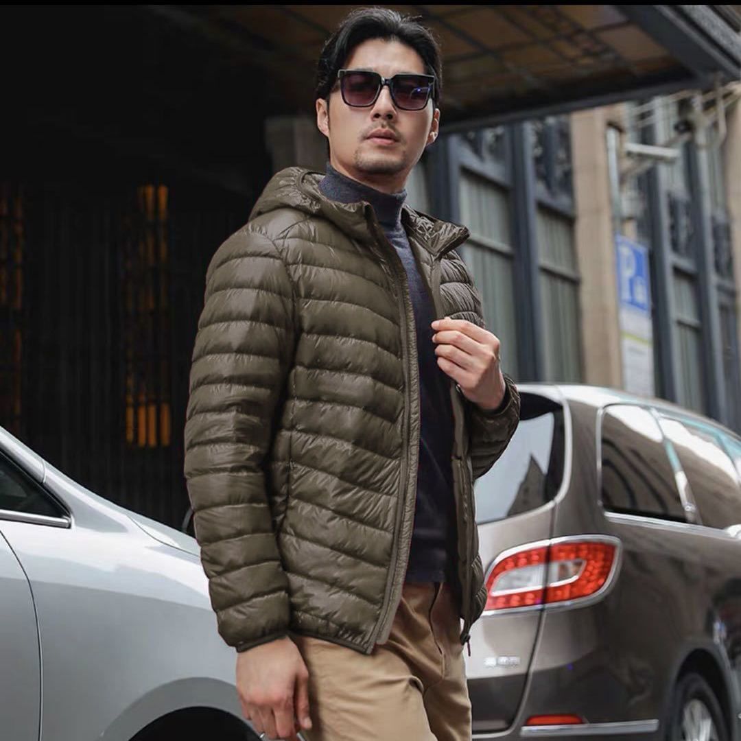 Men's ultralight quilted hooded jacket with wind-resistant shell and compact packing function Mune Fashion
