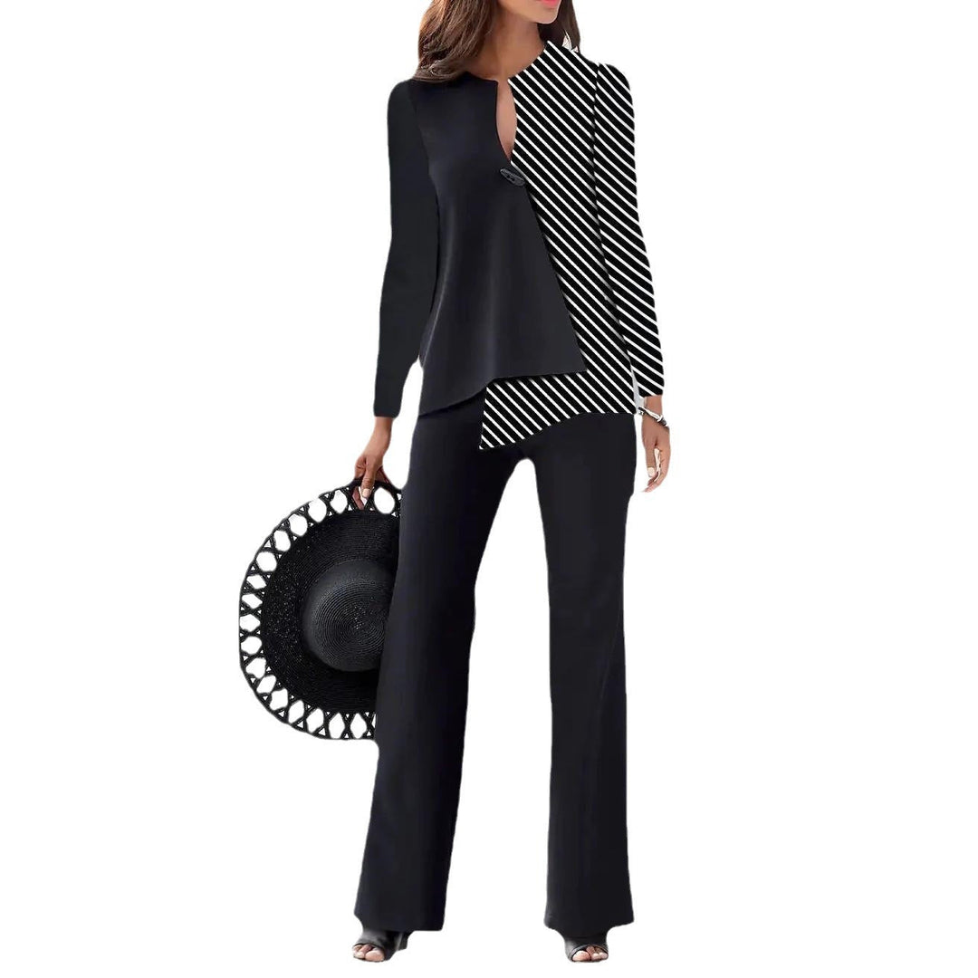 Women's Elegant and Modern Pant Suit Set with Asymmetric Design Mune Fashion