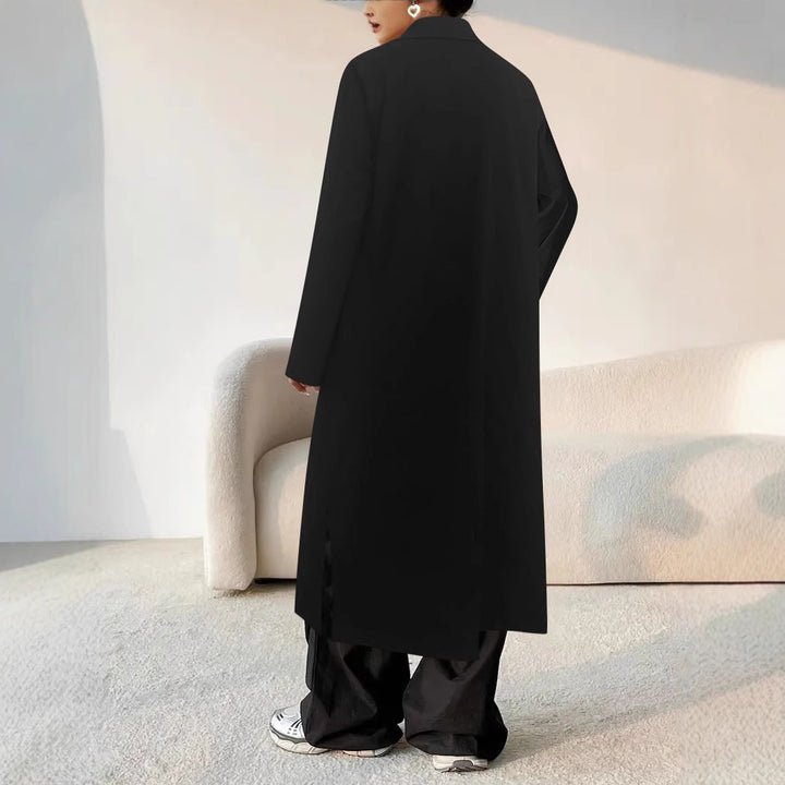 Women's Longline Coat with Shirt Collar and Oversized Silhouette Mune Fashion