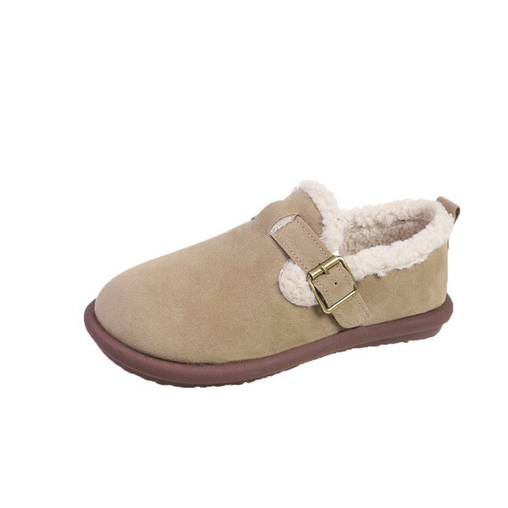Women Lined Suede-Look Slippers-Mules with Teddy Lining and Adjustable Strap Mune Fashion