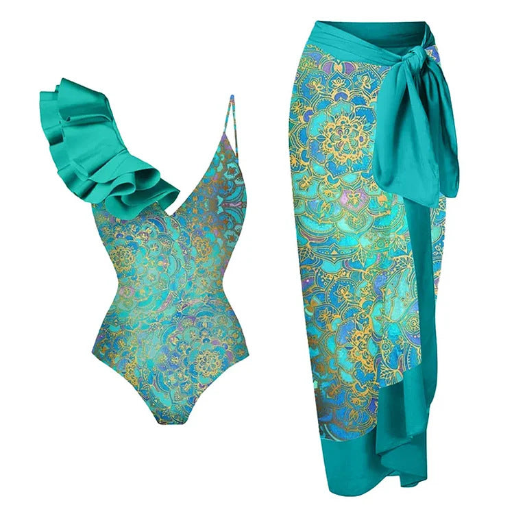 Women’s One-Piece Swimsuit with Trendy Ruffle Design Mune Fashion