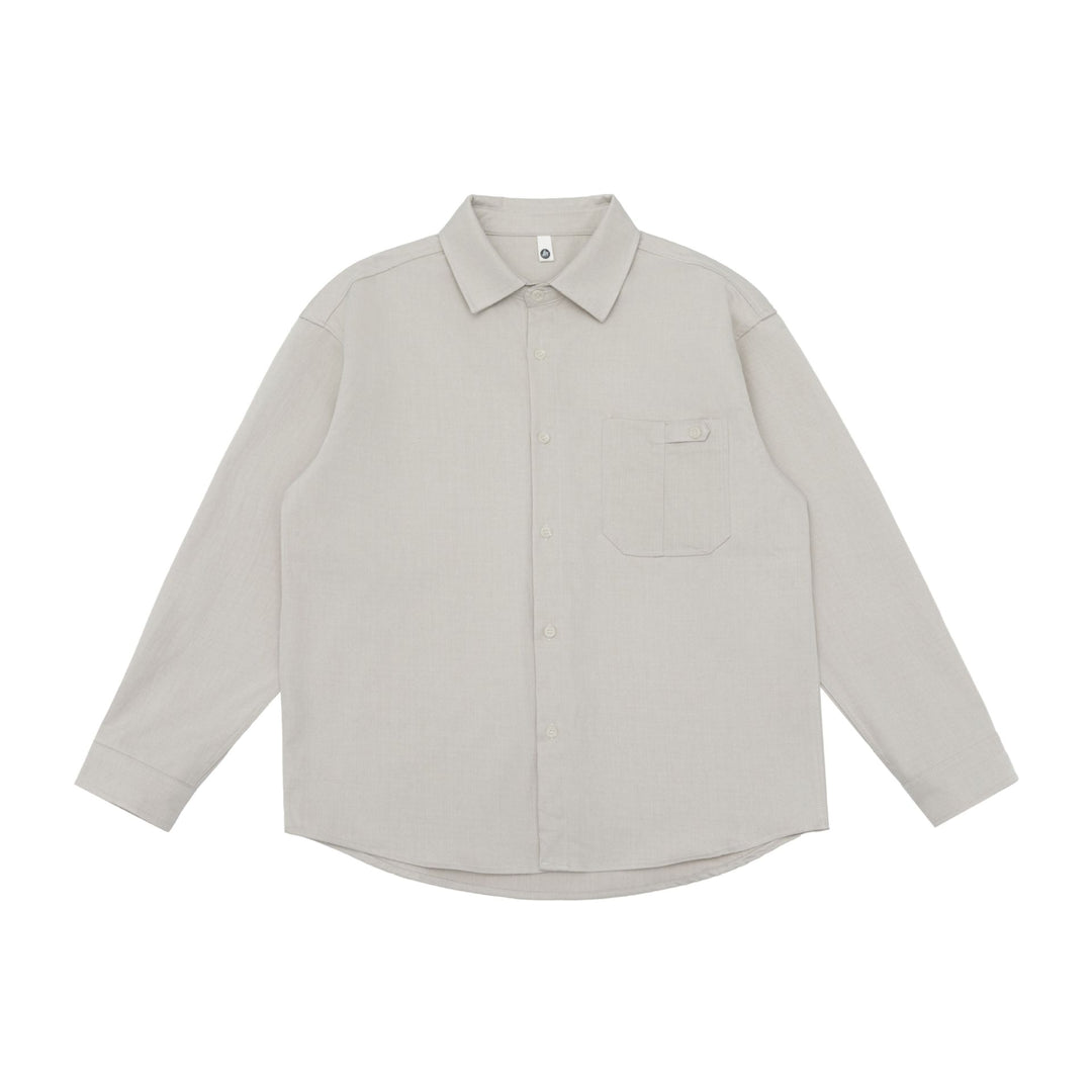 Unisex Oversize Shirt Jacket in a minimalist workwear style with rounded hem and chest flap pocket Mune Fashion