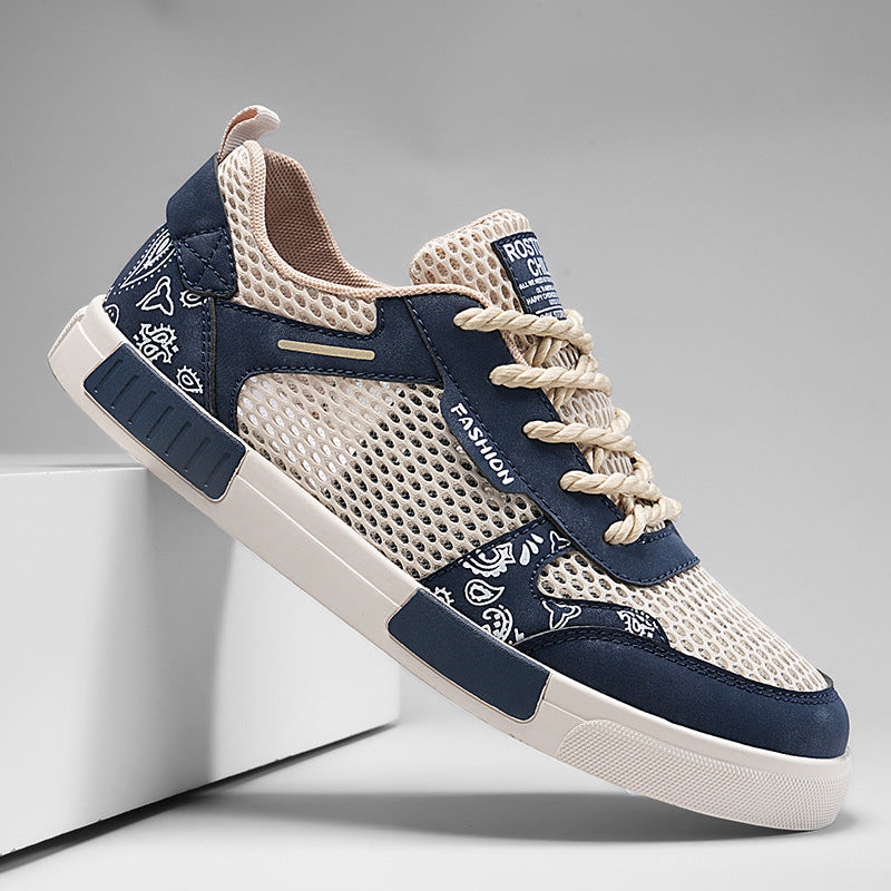 Unisex breathable leisure sneakers with airy mesh inserts and bandana pattern Mune Fashion