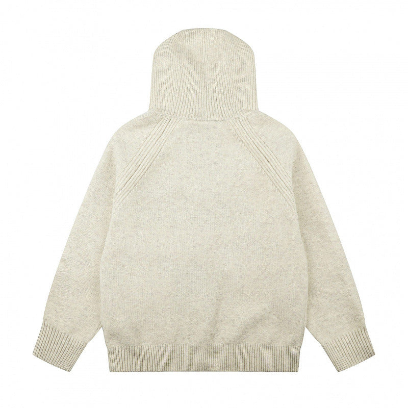 Unisex Wide-Cut Hooded Knit Cardigan with Full Zip and Raglan Sleeves Mune Fashion