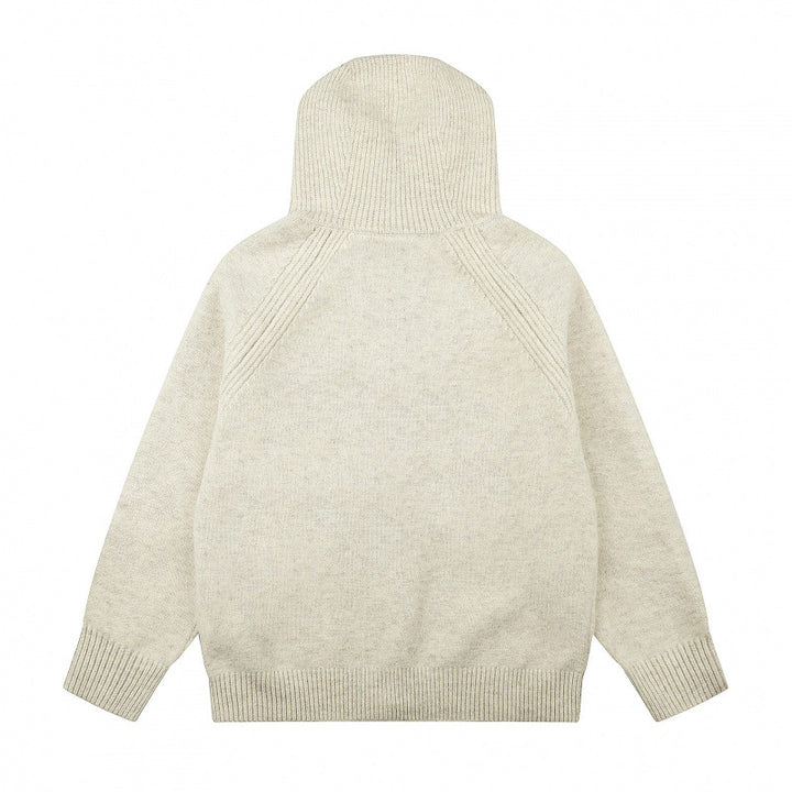 Unisex Wide-Cut Hooded Knit Cardigan with Full Zip and Raglan Sleeves Mune Fashion
