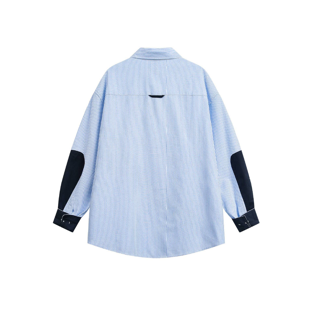 Unisex Wide Stripe Shirt in Shirt Jacket Style with Contrast Details Mune Fashion