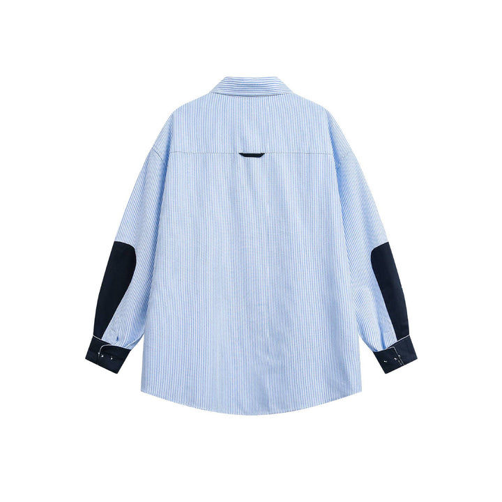 Unisex Wide Stripe Shirt in Shirt Jacket Style with Contrast Details Mune Fashion