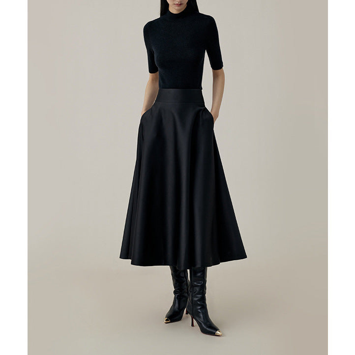 Women Elegant and Flowing Midi Skirt Mune Fashion