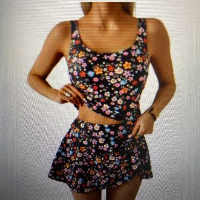 Women's Sporty Tankini Set with Flattering Skirt Mune Fashion