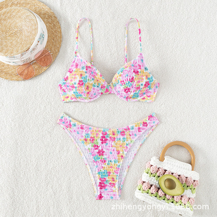 Women Colorful Push-Up Bikini with Floral Design Mune Fashion