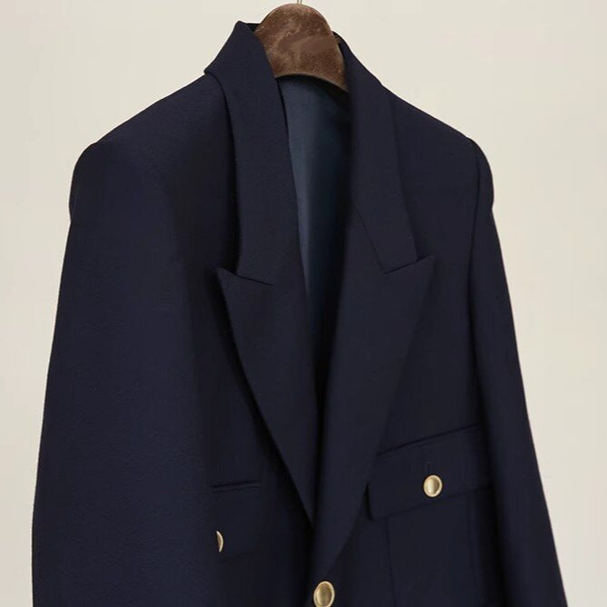 Women Elegant Double-breasted Blazer Mune Fashion