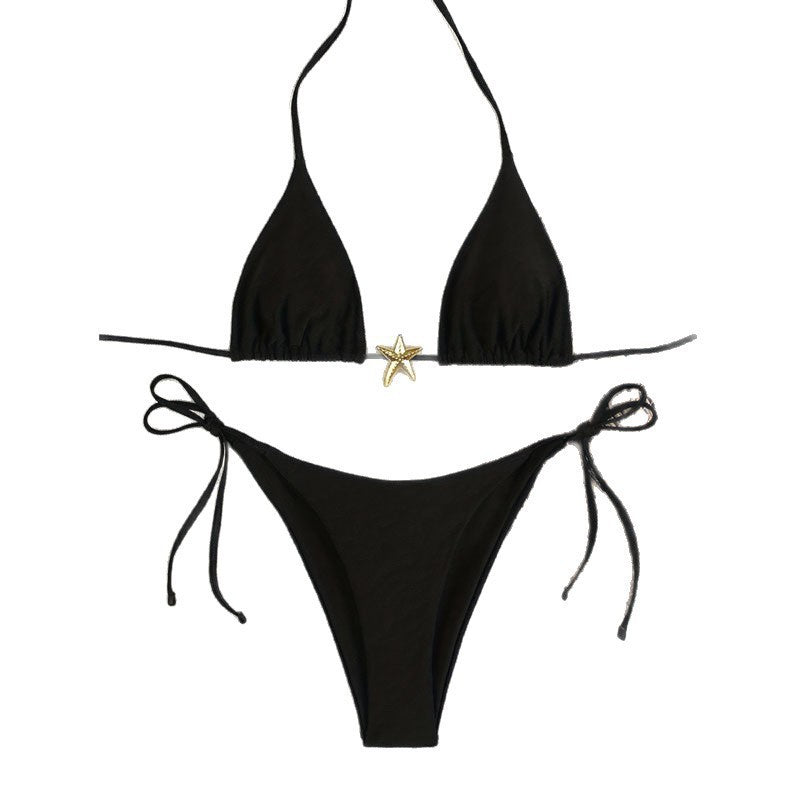 Women's triangle bikini with elegant star applique Mune Fashion