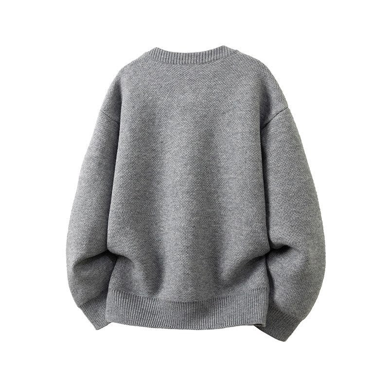 Women's Oversized Cardigan with Round Neck and Contrast Buttons Mune Fashion