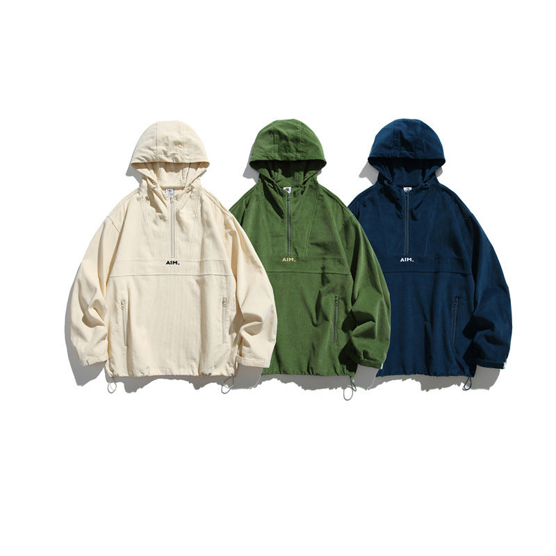 Unisex Oversize Hooded Anorak with Half Zip, Drawstring and Zipper Pockets Mune Fashion
