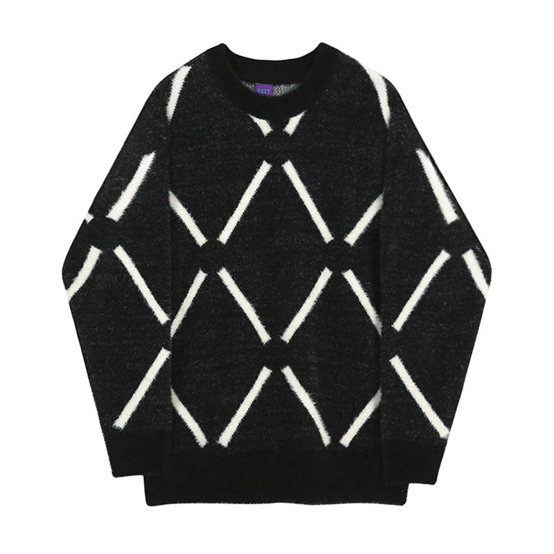 Men's Stylish Knit Sweater with Geometric Pattern Mune Fashion