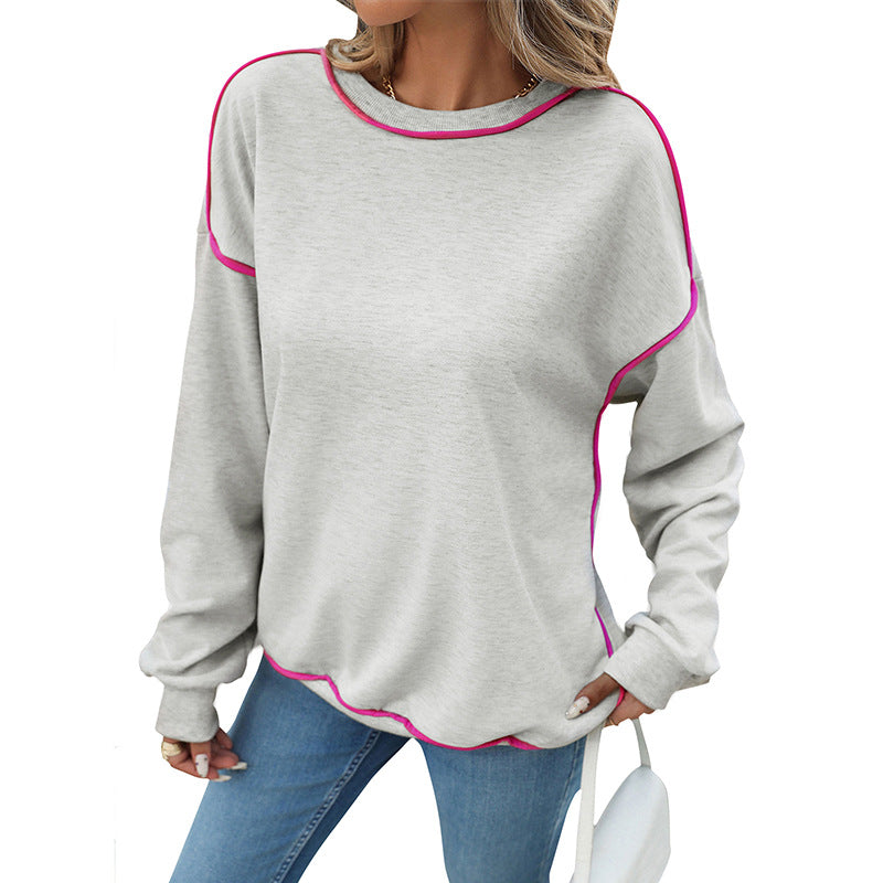Ladies Oversize Sweatshirt with Contrast Seams and Ribbed Hem Mune Fashion