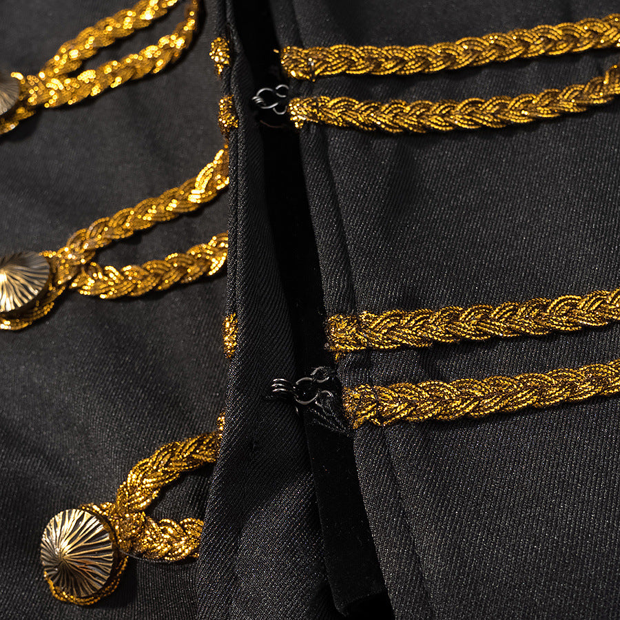 Women's military-inspired short jacket with gold decorative trimmings Mune Fashion