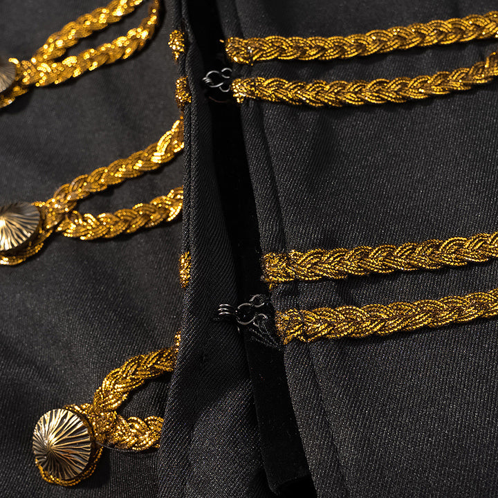 Women's military-inspired short jacket with gold decorative trimmings Mune Fashion