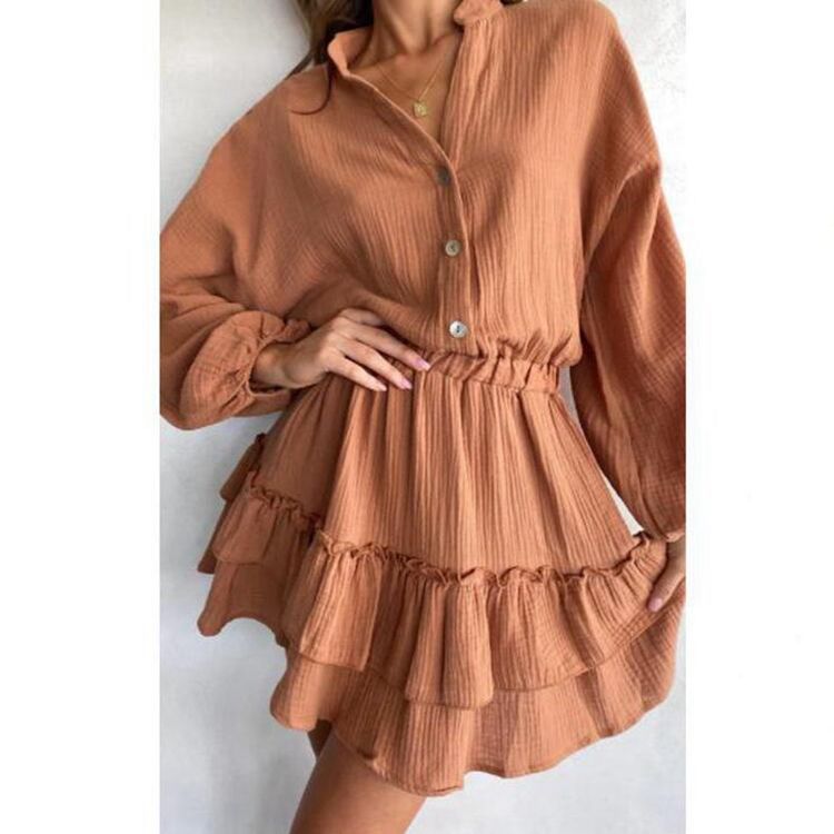Women's Musselin Mini Tunic with elastic waist, button placket, and layered ruffle skirt Mune Fashion