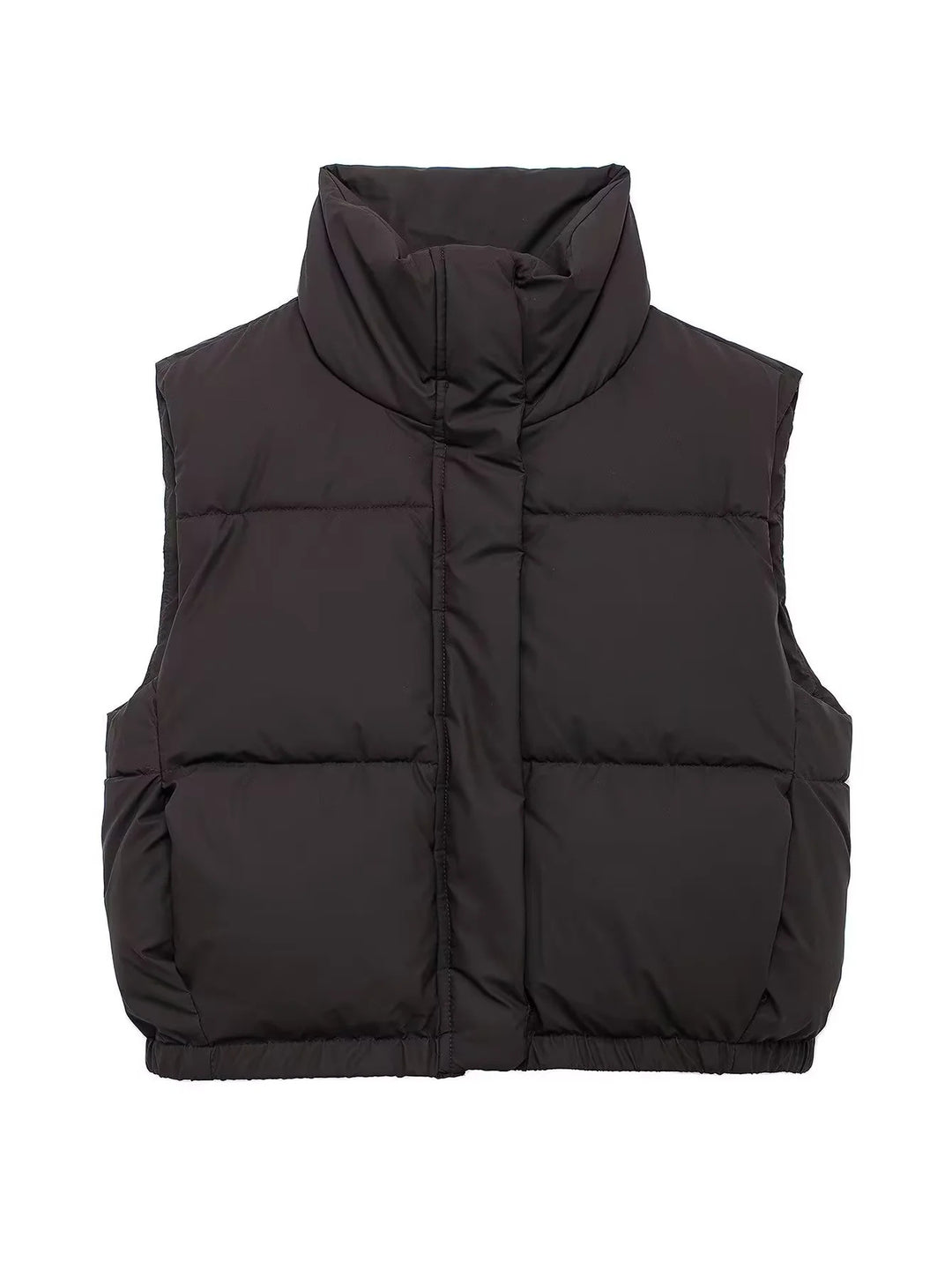 Ladies nan lightweight padded quilted vest with high stand-up collar and elastic hem Mune Fashion
