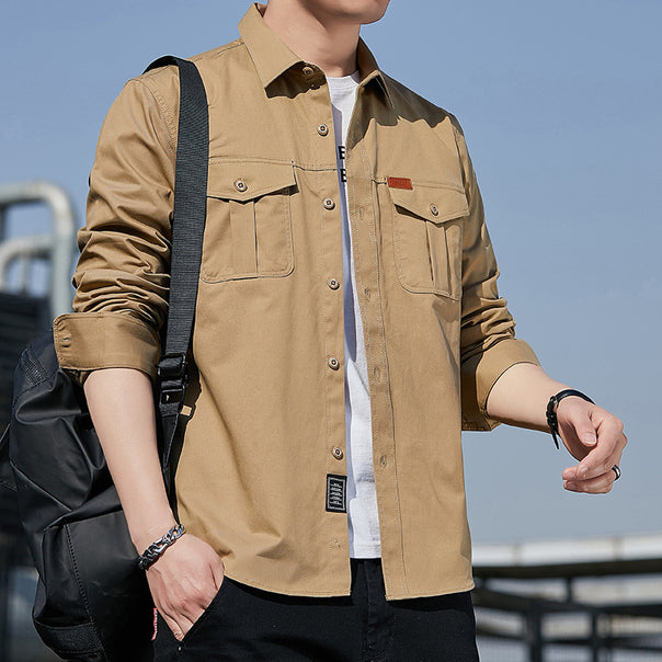 Men's utility overshirt made of cotton blend with chest patch pockets and reinforced seams Mune Fashion