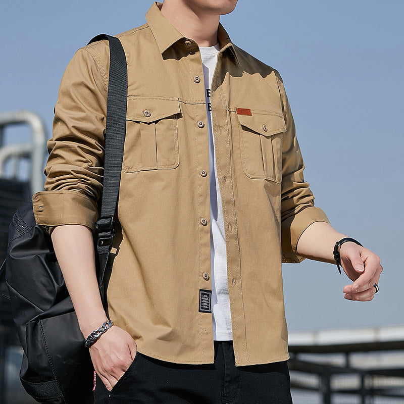 Men's utility overshirt made of cotton blend with chest patch pockets and reinforced seams Mune Fashion