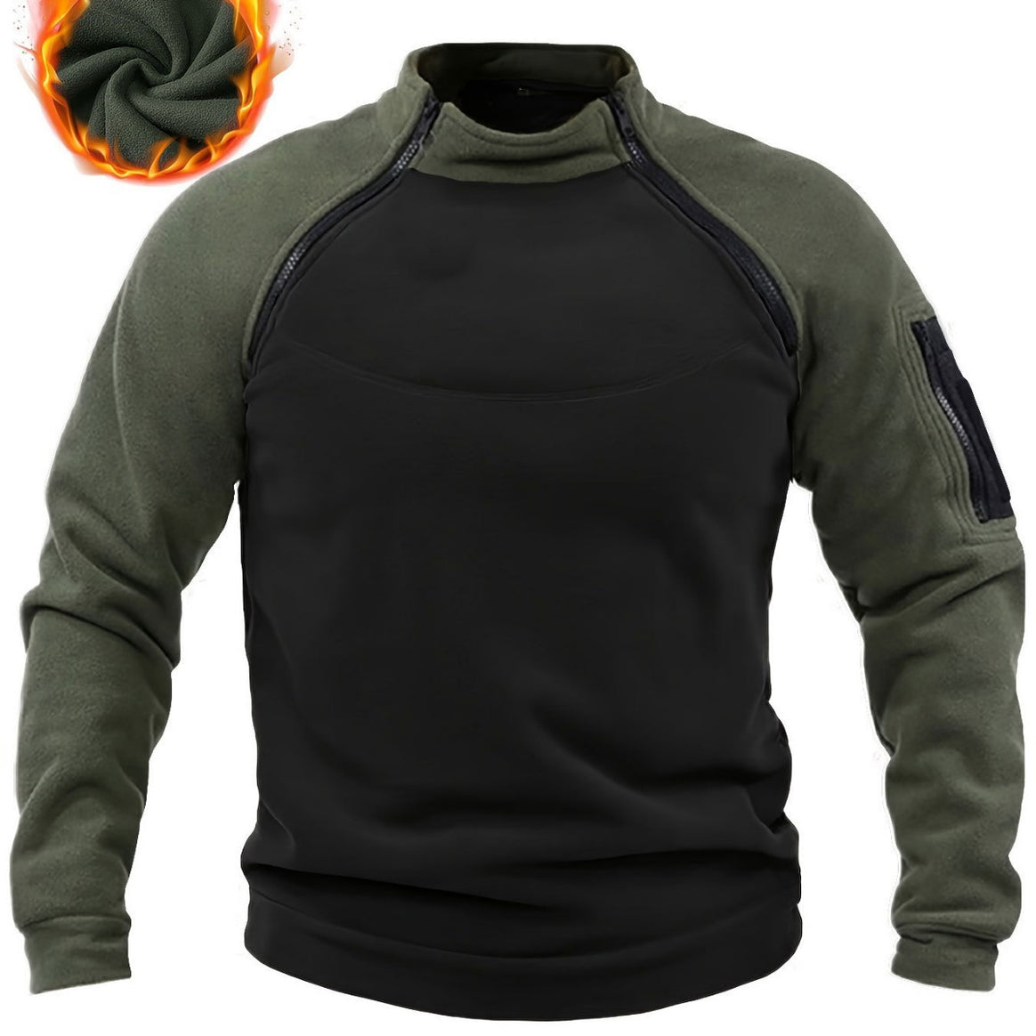 Men's Technical Fleece Combat Pullover with Reinforced Front Panel & Shoulder Zippers Mune Fashion