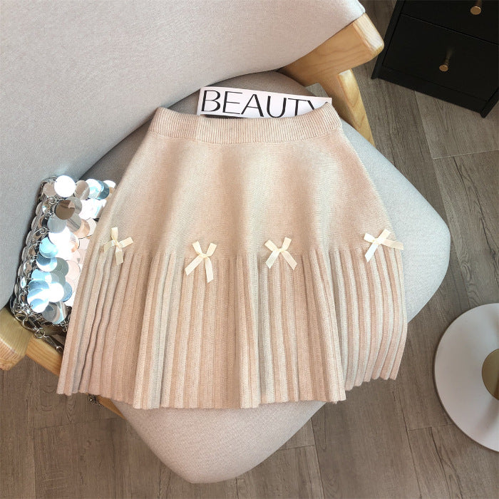 Women's Pleated Skirt with Decorative Bows Mune Fashion